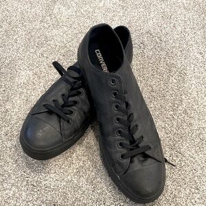 Black Leather Chuck Taylors Converse